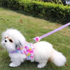 Dog Cat Harness Leash Fashion Party Breathable Washable Comfortable Christmas Christmas Outdoor Casual Daily Dog Clothing for Bichon Frise Pomeranian Baby Pet Papillon Small