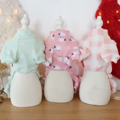 Dog Cat Pajamas Fashion Cute Winter Soft Washable Comfortable Indoor Casual Daily Dog Clothing for Bichon Frise Poodle Pomeranian Baby Pet Papillon