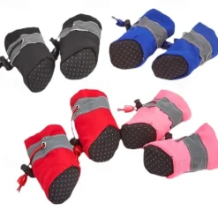 Dog Cat Pets Boots / Shoes Rain Boots Anti-Slip Waterproof Sneaker Solid Colored For Pets Waterproof Fabric Black