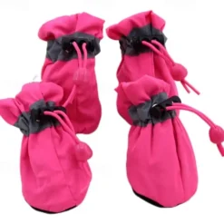 Dog Cat Pets Boots / Shoes Rain Boots Anti-Slip Waterproof Sneaker Solid Colored For Pets Waterproof Fabric Black