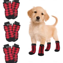 Dog Cat Pets Socks Anti-Slip Casual Daily Christmas Animal Round Dots Solid Colored For Pets Waterproof Fabric Straw Multicolor