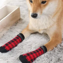 Dog Cat Pets Socks Anti-Slip Casual Daily Christmas Animal Round Dots Solid Colored For Pets Waterproof Fabric Straw Multicolor