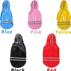 Dog Cat Rain Coat Jacket Raincoat Reflective Band Puppy Clothes Fashion Waterproof Windproof Trendy Reflective Waterproof Outdoor Dog Clothing