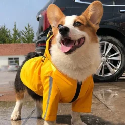 Dog Cat Rain Coat Rain Jacket Fashion Cute Winter Reflective Waterproof Comfortable Outdoor Casual Daily Dog Clothing for Corgi Pomeranian Baby Pet Papillon Small