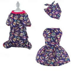 Dog Cat Sweatshirt Dress Dog Bandana Party Funny Winter Breathable Soft Washable Comfortable Outdoor Halloween Casual Daily Dog Clothing for Bichon Frise Pomeranian Baby Pet Papillon Small