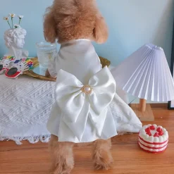 Dog Cat Wedding Dress Fashion Party Winter Breathable Soft Washable Comfortable Outdoor Wedding Party Casual Daily Dog Clothing for Bichon Frise Pomeranian Baby Pet Papillon Small