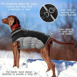 Dog Coat Jacket Fleece Vest Fleece Lined Reflective Warm Water-Resistant Outdoor Dog Clothing for Small Medium Large