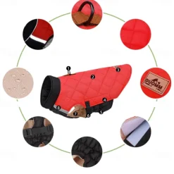 Dog Coat Jacket Parka Jacket with Harness Reflective Warm Water-Resistant Dog Clothing for Medium Large