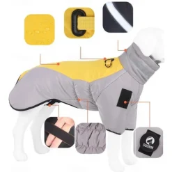 Dog Coat Jacket Parka Jacket with Harness Reflective Warm Water-Resistant Outdoor Dog Clothing for Medium Large