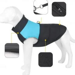 Dog Coat Jacket Parka Jacket with Harness Reflective Warm Water-Resistant Dog Clothing for Small Medium Large