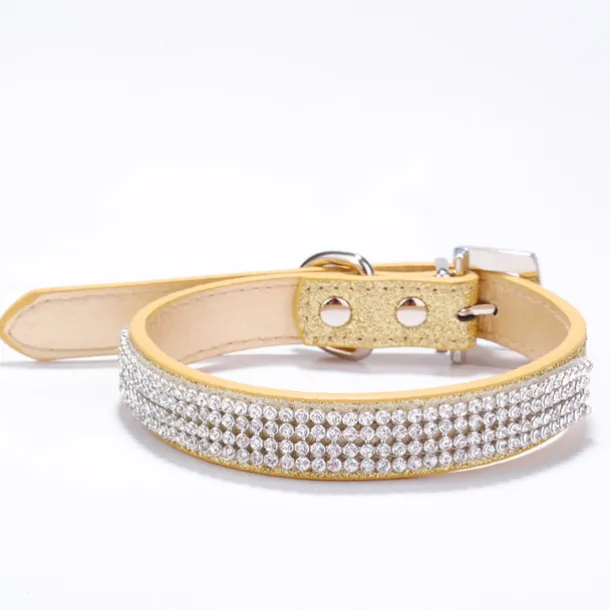 Dog Collar Adjustable / Retractable Rhinestone PU Leather Purple Red Blue Pink Black for Girl Dog