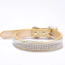 Dog Collar Adjustable / Retractable Rhinestone PU Leather Purple Red Blue Pink Black for Girl Dog