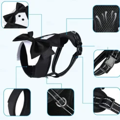 Dog Harness Leash Tuxedo Ring Bearer Elegant Soft Washable Comfortable Halloween Valentine's Day Wedding Party Wedding Party Dog Clothing for Small Medium Large