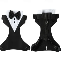 Dog Harness Leash Tuxedo Ring Bearer Elegant Soft Washable Comfortable Halloween Valentine's Day Wedding Party Wedding Party Dog Clothing for Small Medium Large