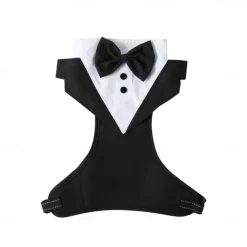 Dog Harness Leash Tuxedo Ring Bearer Elegant Soft Washable Comfortable Halloween Valentine's Day Wedding Party Wedding Party Dog Clothing for Small Medium Large
