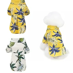 Dog Hawaiian Shirt 2 Pieces Puppy Clothes for Small Medium Large Dogs Boy Breathable Coconut Tree Dog T-Shirt Pet Apparel Cat Outfit for Chihuahua Yorkie Costume Clothing (Small, 1)