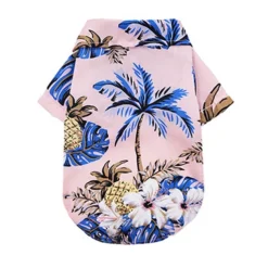 Dog Hawaiian Shirt 2 Pieces Puppy Clothes for Small Medium Large Dogs Boy Breathable Coconut Tree Dog T-Shirt Pet Apparel Cat Outfit for Chihuahua Yorkie Costume Clothing (Small, 1)