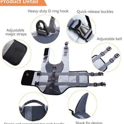 Dog Life Jacket Ripstop Pet Floatation Vest Saver Swimsuit Preserver For Water Safety At The Pool, Beach, Boating Grey
