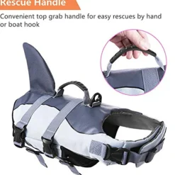 Dog Life Jacket Ripstop Pet Floatation Vest Saver Swimsuit Preserver For Water Safety At The Pool, Beach, Boating Grey