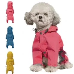 Dog Rain Coat Rain Jacket Fashion Reflective Waterproof Sports & Outdoors Safety Beach Pool Dog Clothing for Husky Golden Retriever Bichon Frise Pomeranian Small