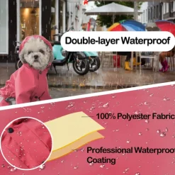 Dog Rain Coat Rain Jacket Fashion Reflective Waterproof Sports & Outdoors Safety Beach Pool Dog Clothing for Husky Golden Retriever Bichon Frise Pomeranian Small