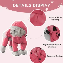 Dog Rain Coat Rain Jacket Fashion Reflective Waterproof Sports & Outdoors Safety Beach Pool Dog Clothing for Husky Golden Retriever Bichon Frise Pomeranian Small