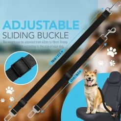 Dog Seat Belt Adjustable, Clip for Car, 2pcs, Universal Fit for Dogs, Durable Car Safety Harness