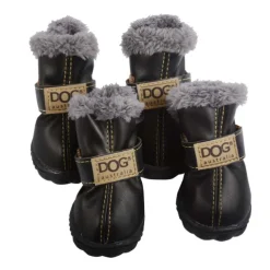 Dog Shoes,Dog Boots / Shoes Keep Warm Faux Leather Solid Colored Leather For Pets PU Leather Silver Gray Dog Boots