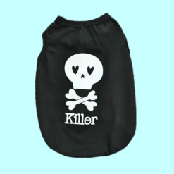 Dog skull print summer black series vest breathable puppy vest clothes pet clothing suitable for small and medium dogs puppies and cats