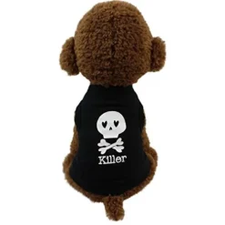 Dog skull print summer black series vest breathable puppy vest clothes pet clothing suitable for small and medium dogs puppies and cats