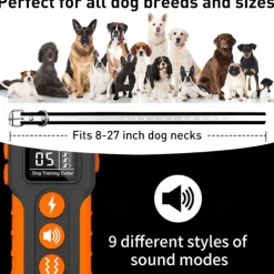 Dog training collar LCD screen display three training modes beeping vibration electric shock with strong torch IP67 waterproof suitable for medium and large dogs With anti loss rope