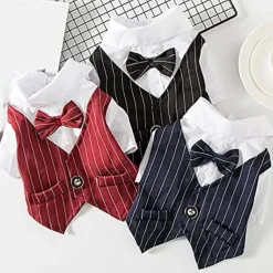 Dog Tuxedo Dog Suit, Dogs Tuxedo Wedding Party Suit, Dog Prince Wedding Bow Tie Shirt Formal Dog Wedding Attire for Small and Medium Dogs