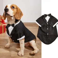 Dog Tuxedo Dog Suit Dogs Tuxedo Wedding Party Suit Dog Prince Wedding Bow Tie Shirt Formal Dog Wedding Attire for Small and Medium Dogs