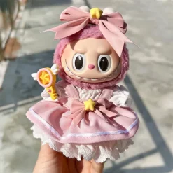 Doll Clothes Suit 7in/17cm Plush Labulabu Doll Clothes Sweet Pink Dress and Headband(WITHOUT Doll)