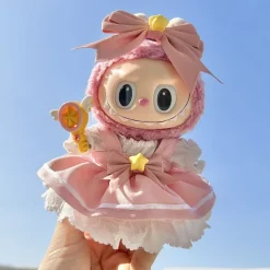 Doll Clothes Suit 7in/17cm Plush Labulabu Doll Clothes Sweet Pink Dress and Headband(WITHOUT Doll)