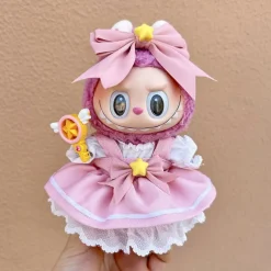 Doll Clothes Suit 7in/17cm Plush Labulabu Doll Clothes Sweet Pink Dress and Headband(WITHOUT Doll)