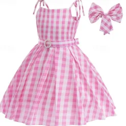 Doll Dress Cosplay Costume Masquerade Retro Vintage Hot Pink Movie Cosplay for Girls' Kid's Children's Day Masquerade