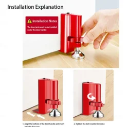 Door Jammer Aluminum Alloy for Personal Protection Women Safety with Alarm Door Stopper Alarm Aluminum Anti Slip Door Intruder Defense Security Devices