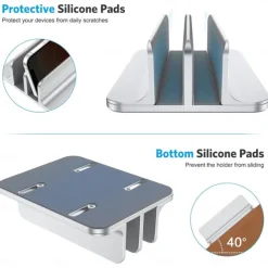 Double Desktop Stand Holder with Adjustable Dock Up to 17.3 inch Dock Version Vertical Laptop Stand