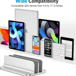 Double Desktop Stand Holder with Adjustable Dock Up to 17.3 inch Dock Version Vertical Laptop Stand