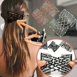 Double Hair Comb For Women, Hair Combs With Elastic Beaded Rope Flexible Hair Comb Magic Stretchy Hair Clip For Women Girls Hair Accessory