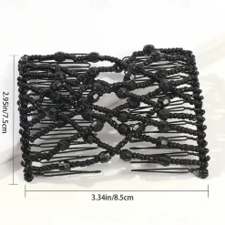 Double Hair Comb For Women, Hair Combs With Elastic Beaded Rope Flexible Hair Comb Magic Stretchy Hair Clip For Women Girls Hair Accessory