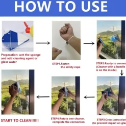 Double Side Window Cleaner Magnetic Window Glass Wiper Cleaning Tool for High-Rise Household Cleaning Cleaning Windows Thickness 3-8mm Window Cleaner Double Side Glass Wiper Adjustable Magnetic