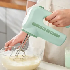 Double-end Rechargeable Wireless Automatic Mixing Stainless Steel Electric Egg Beater Hand Mixer Blender with Long Endurance Five Speed Control for Whipped Cream Cake Mixer