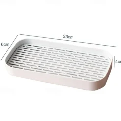 Double-Layer Plastic Dish Rack with Drainage Tray for Tableware, Fruit, and Bowl Storage