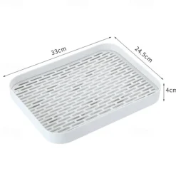 Double-Layer Plastic Dish Rack with Drainage Tray for Tableware, Fruit, and Bowl Storage