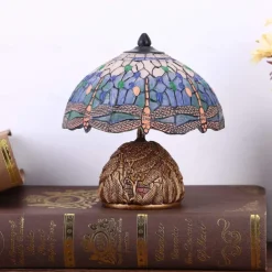 Dragonfly Table Lamp, Resin Handcrafted Night Light, Simulated Stained Glass Table Lamp