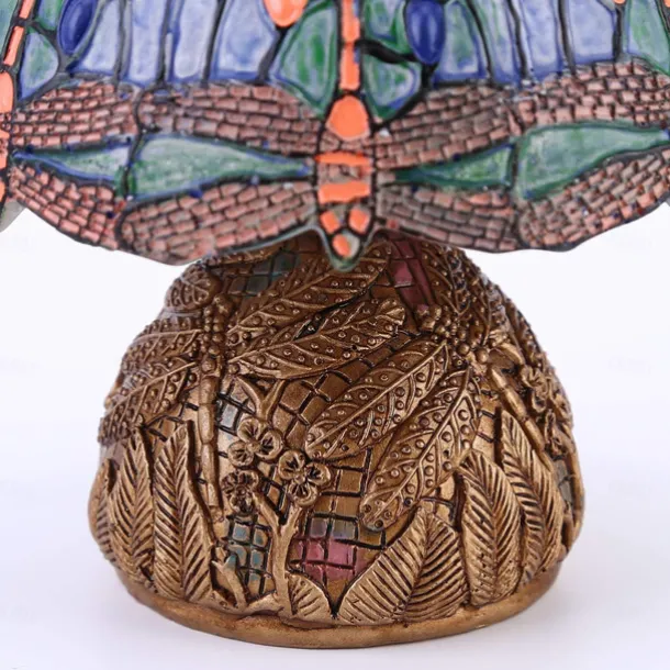 Dragonfly Table Lamp, Resin Handcrafted Night Light, Simulated Stained Glass Table Lamp