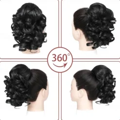 Drawstring Ponytail for Women 10 Inch Wavy Curly Ponytail Extension Natural Looking Synthetic Fake Ponytail Hairpiece Wavy Drawstring Ponytails for Daily Use