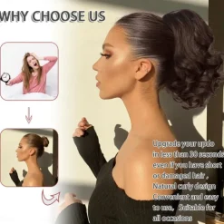 Drawstring Ponytail for Women 10 Inch Wavy Curly Ponytail Extension Natural Looking Synthetic Fake Ponytail Hairpiece Wavy Drawstring Ponytails for Daily Use